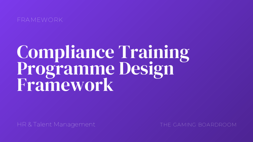 Compliance Training Programme Design Framework